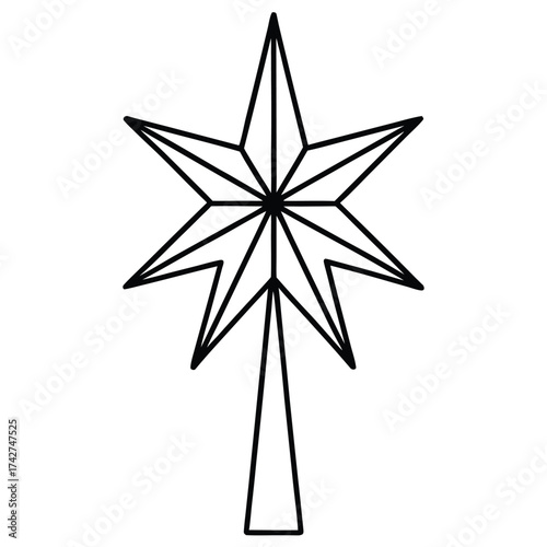 starry tree topper simple vector icon on black color and white background