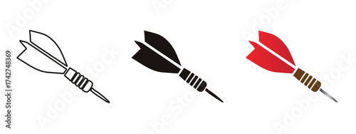 Dart Arrow Vector Icon Set: Outline, Solid, and Colorful Graphics