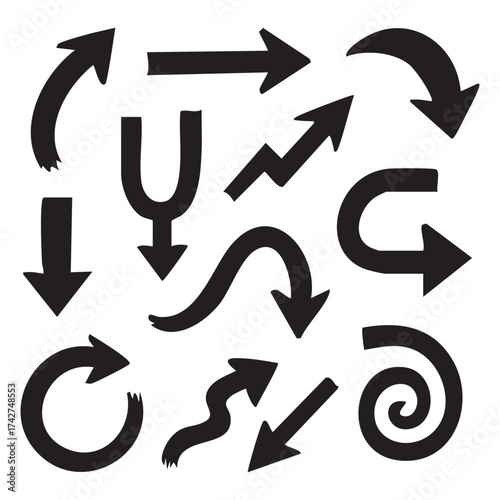 Diverse Arrow Set Artistic Vector Collection Guiding Directional Cues Creative Visuals Pointing the Way Navigation Elements for Design