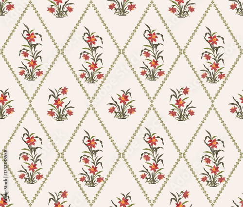 Vector Hand drawn colourful geometric flowers Motifs African boho paisley, seamless patterns with floral for fabric Ethnic Indian Pattern, textiles, clothing, wrapping paper, backdrop, banner.
