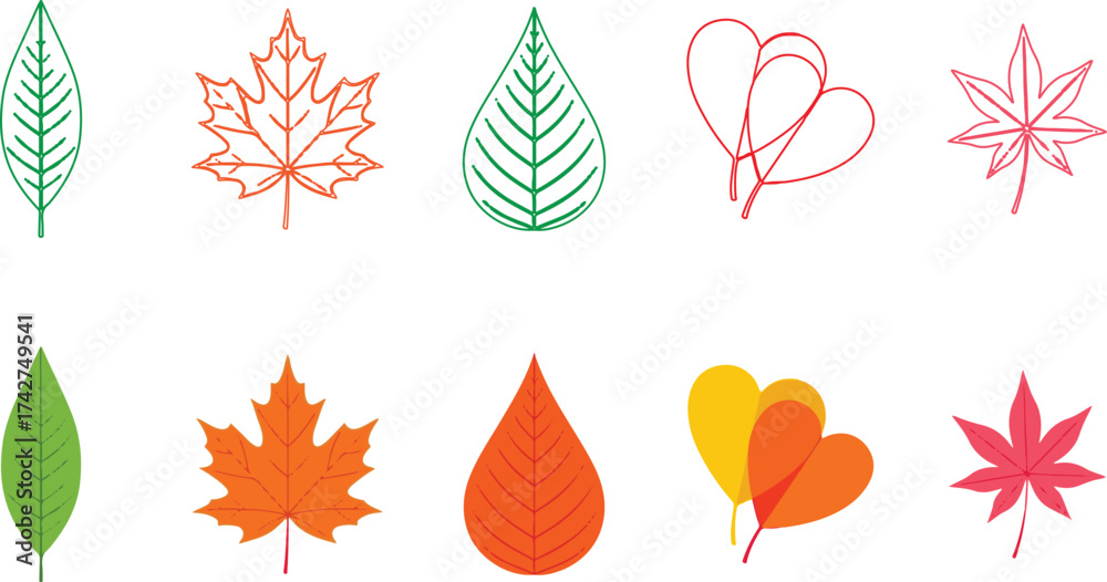 Fototapeta premium Isolated Simple Green Leaf Illustration with Visible Veins on White Background Design Element