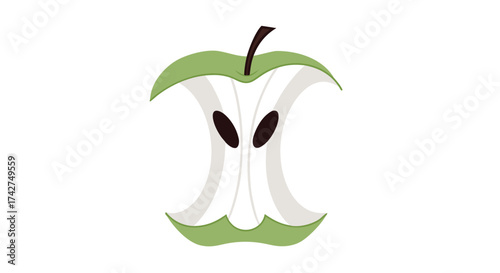 Cartoon apple core illustration perfect for food blogs, healthy eating, and creative designs

