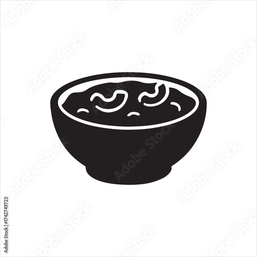 Macaroni and Cheese Silhouette Icon – Black Vector Bowl Illustration with Pasta and Cheese on White Background