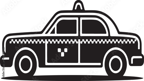 Taxi cab in hand-drawn illustration for vintage transportation service
