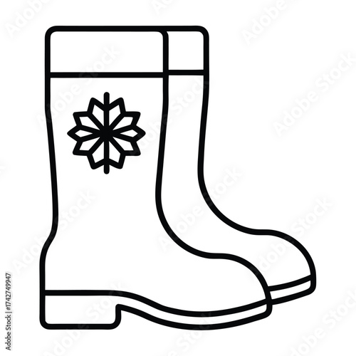 winter snow boots simple vector icon on black color and white background
