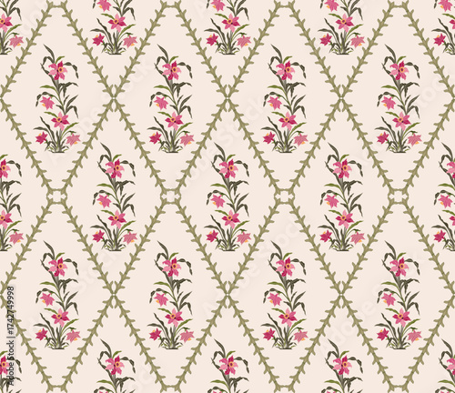 Vector Hand drawn colourful geometric flowers Motifs African boho paisley, seamless patterns with floral for fabric Ethnic Indian Pattern, textiles, clothing, wrapping paper, backdrop, banner.
