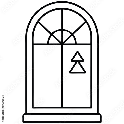 winter window simple vector icon on black color and white background