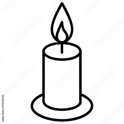 candle flame simple vector icon on black color and white background