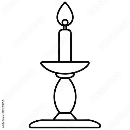 candle holder simple vector icon on black color and white background
