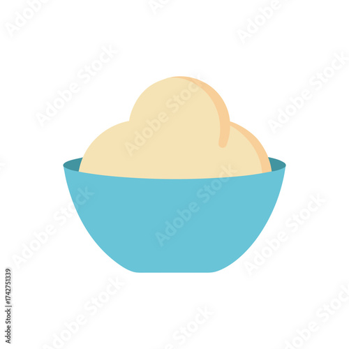 a scoop of vanilla ice cream in a small bowl vector illustration