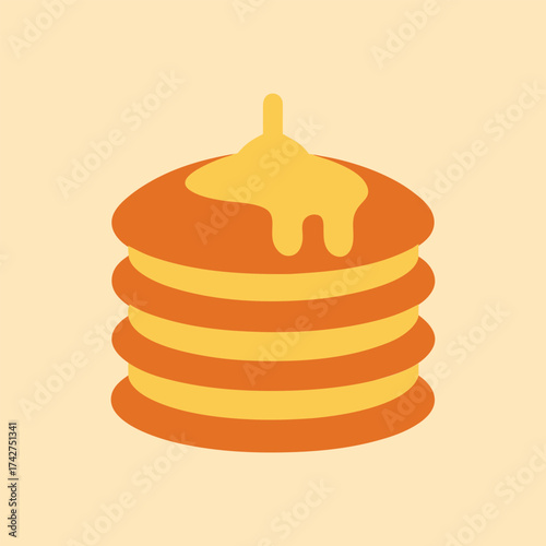 Delicious stack of pancakes topped with honey vector illustration