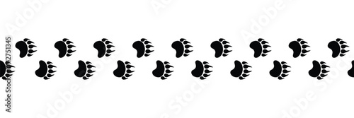 Seamless pattern, bear footprint, predatory animal trail