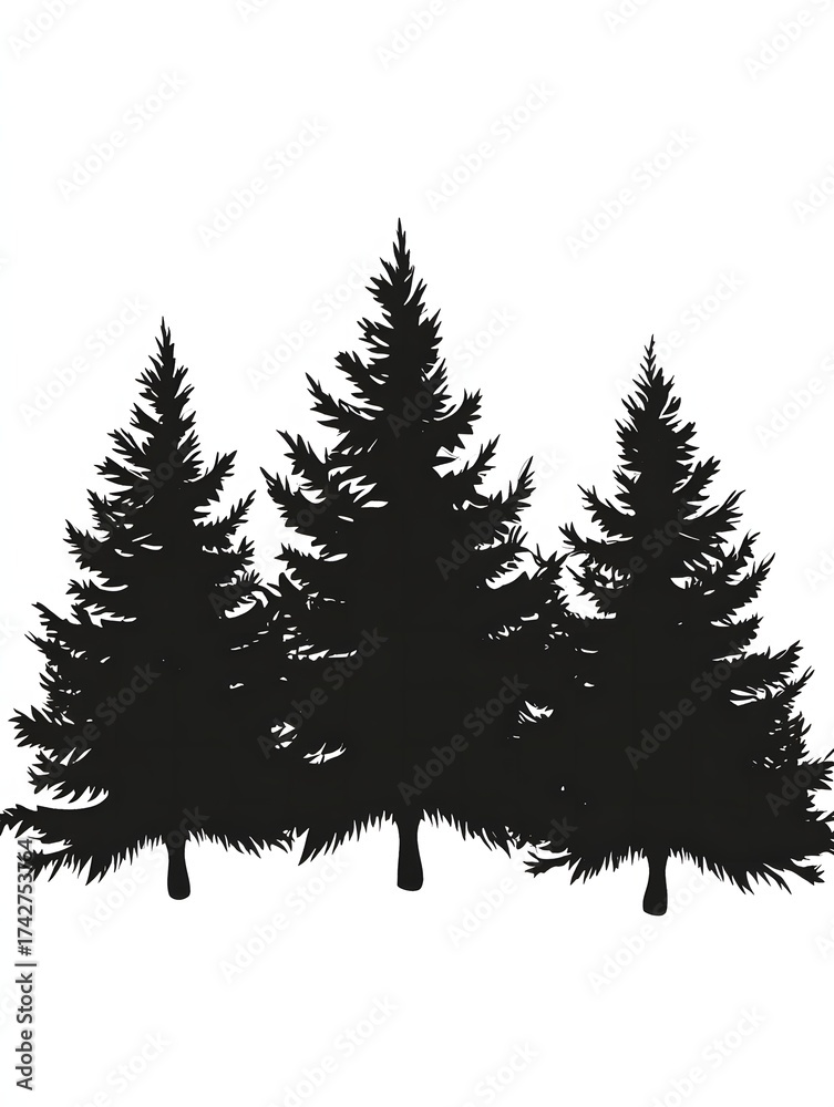Obraz premium Silhouette of a Christmas tree illustration png transparent background