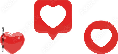 Digital Red Heart Illustration for Valentines Day Celebrations and Romantic Expression of Love