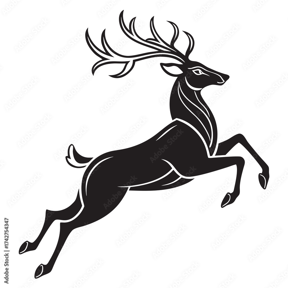Fototapeta premium Elegant deer silhouette leaping gracefully