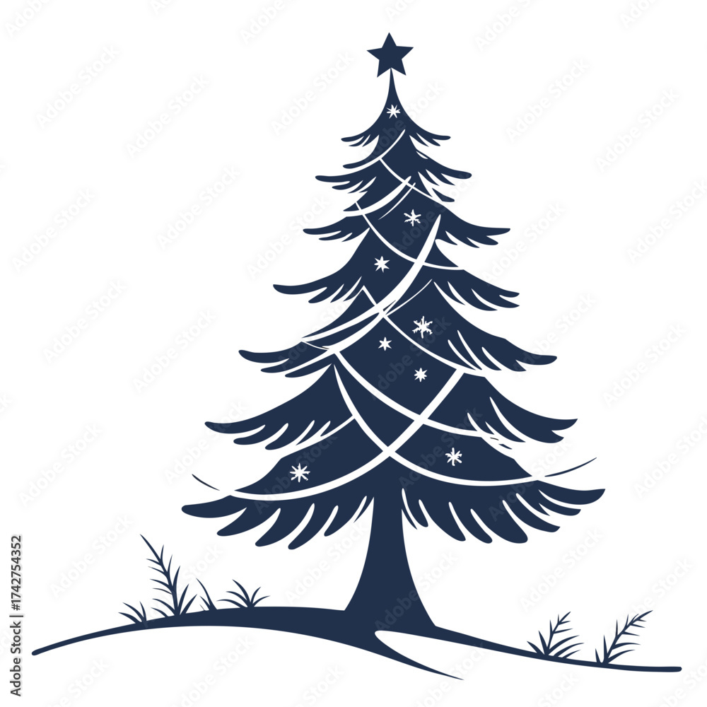 Obraz premium Elegant navy blue christmas tree for decoration