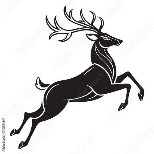 Elegant deer silhouette leaping gracefully