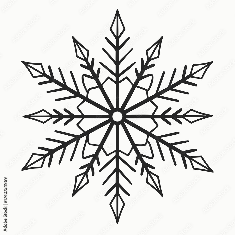 Naklejka premium Simple snowflake silhouette