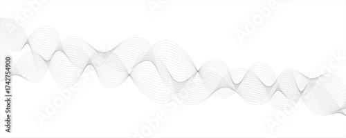 Abstract white wavy lines Digital frequency track equalizer background. Curved wave smooth stripe seamless pattern. Design element for technology, science, modern concept.