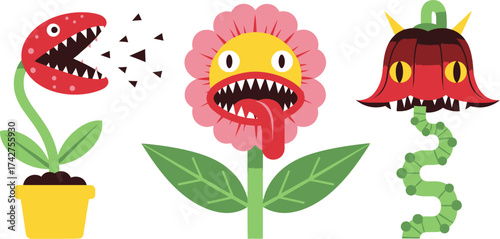 Cartoon carnivorous plants vector illustration design graphic