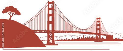Golden gate bridge san francisco california travel illustration