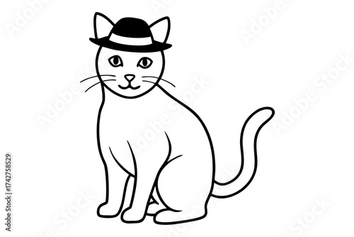 A domestic cat wearing a Hat