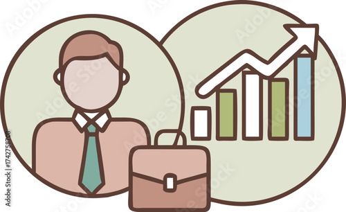 Business professional success growth chart briefcase strategy finance career advancement concept