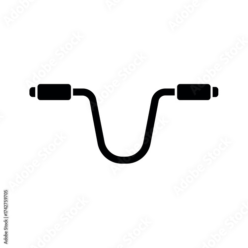 Simple solid black icon of bicycle handlebars with grips, symbolizing cycling, control, transportation, riding, and handlebar design in a minimalist vector silhouette.
