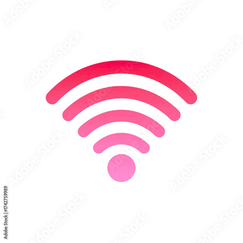 Vibrant red gradient wi-fi signal symbol scalable vector graphic for connectivity