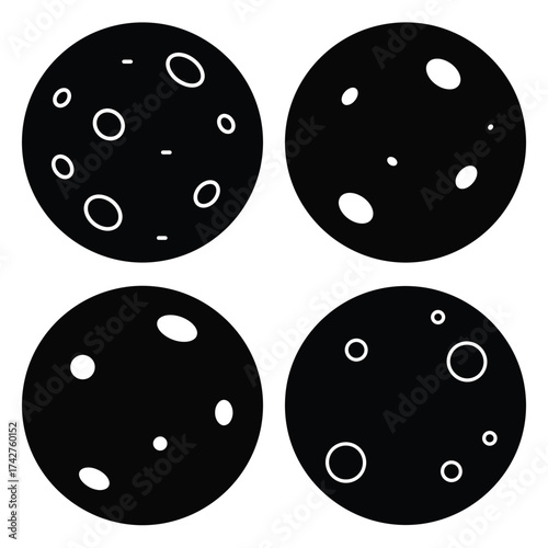 full moon silhouette vector icon bundle