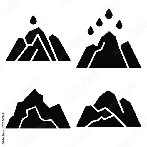 glacier silhouette vector icon bundle