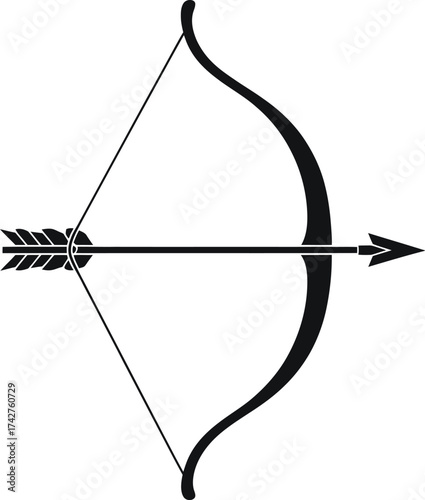 Bow and arrow archery equipment hunting weapon target practice vector graphic