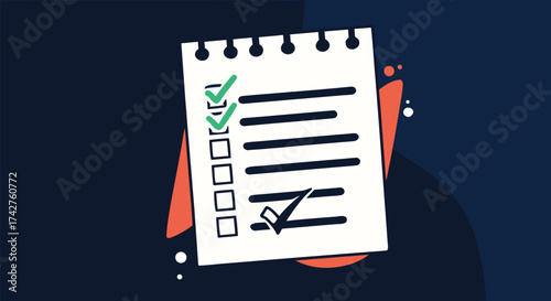 Checklist with two checked boxes for goals, plans, and success, business concepts

