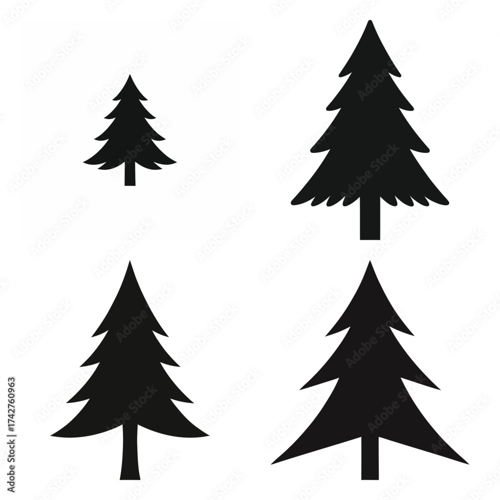 Fototapeta premium pine tree silhouette vector icon bundle
