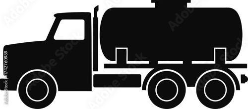 Isolated black and white tanker truck vector illustration for transportation needs