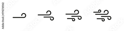 Wind swirl lines in simple vector style. Breeze graphic collection