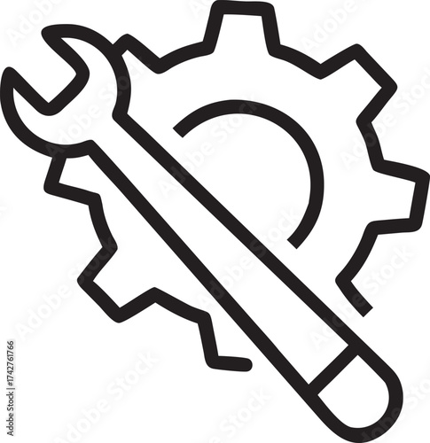 Industrial gear and wrench icon symbolizing mechanical engineering and repair services
