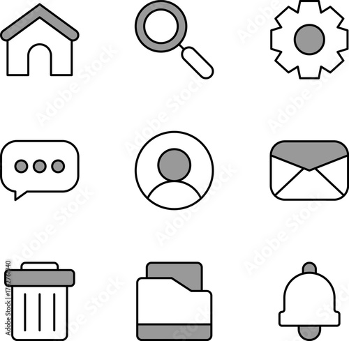 User Interface Icon Set — Communication and App Symbols