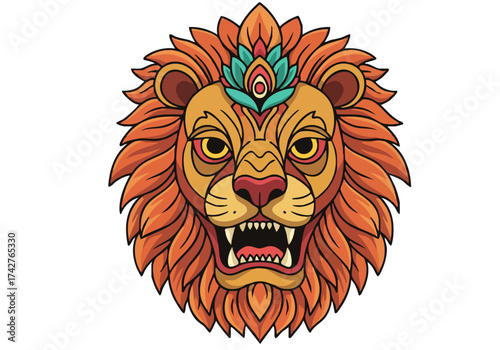 Bold lion mask pride illustration. Vibrant colors, intricate details, and a striking composition. Perfect for branding, social media, and decorative designs.