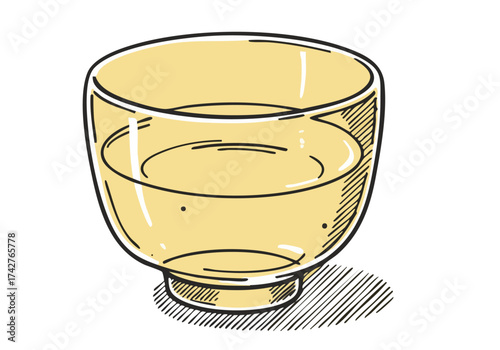 A simple, hand-drawn illustration of a glass of water within a cup. Clean lines and a minimalist style create a calming visual. Ideal for wellness, hydration, or lifestyle themes.