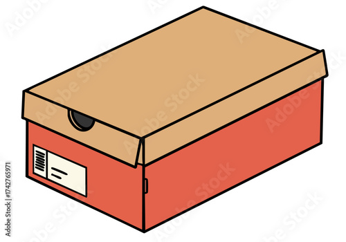 A stylized illustration of a red shoe box labeled 'BOX KICT TREASURE'. Clean, graphic design with a simple, modern aesthetic. Ideal for product or storage concepts.