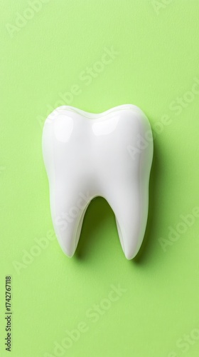 Wallpaper Mural A pristine white tooth placed on a lively green background illustrates the importance of dental hygiene and health awareness Torontodigital.ca