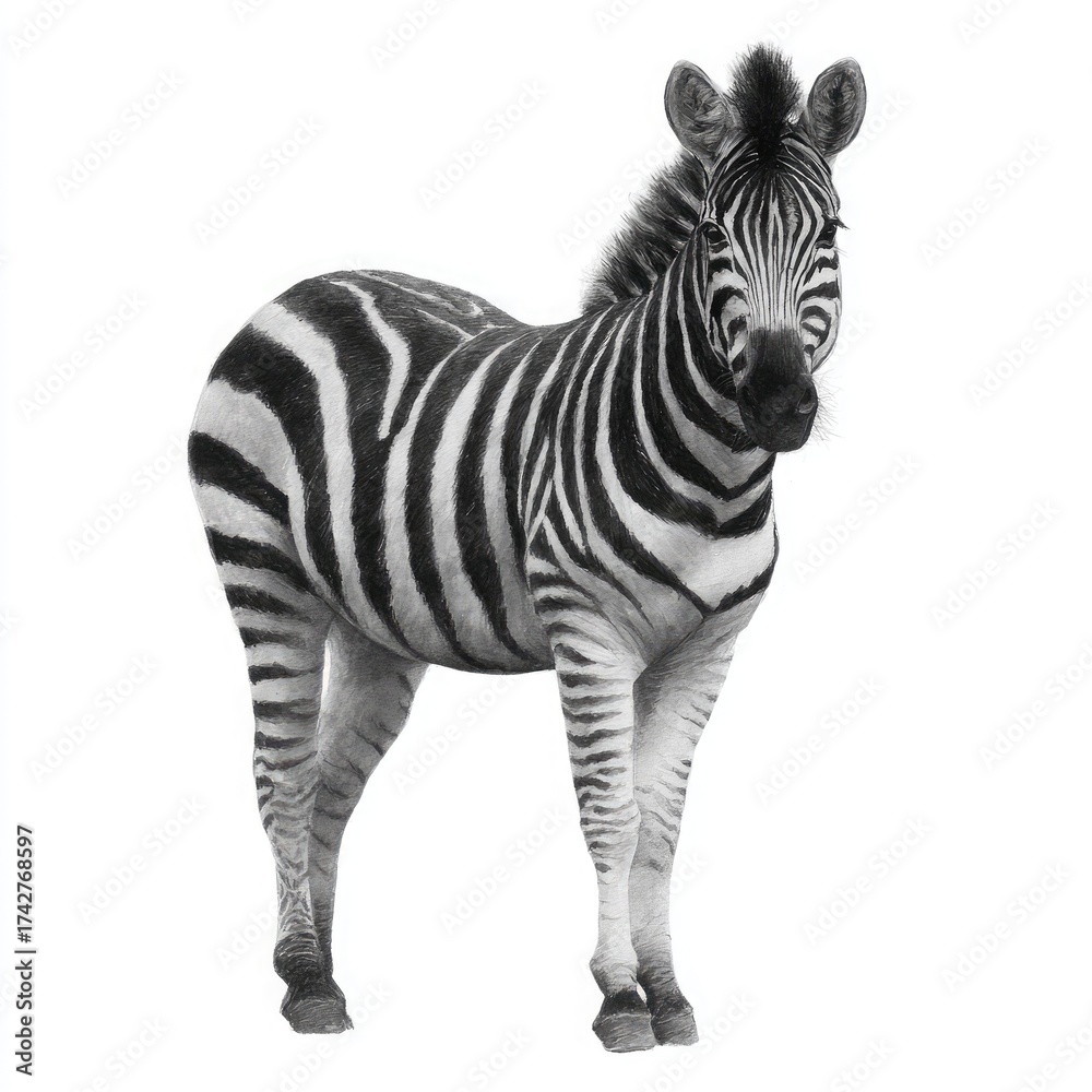 Obraz premium Realistic Zebra Illustration on White Background animal