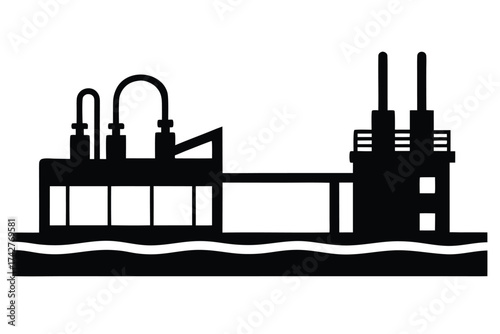 water treatment plant vector icon silhouette