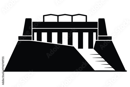 hydroelectric dam vector icon silhouette