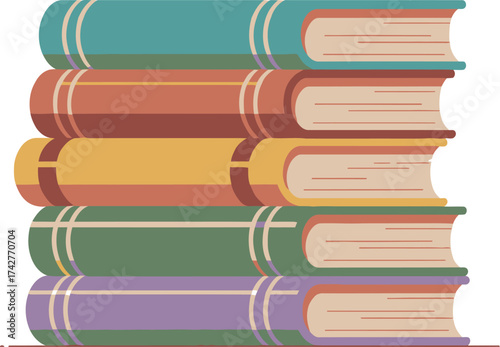 Vector art of stack of colorful hardcover books