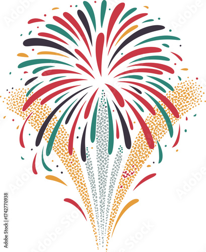 Vector art of colorful abstract fireworks exploding in the night sky