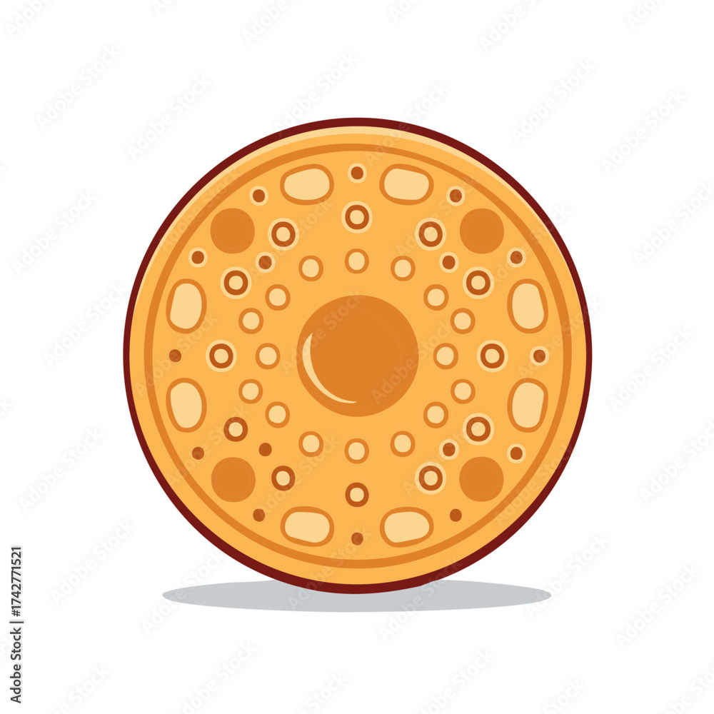 Fototapeta premium Cartoon Illustration of a Flatbread with Circle Pattern and Brown Crust
