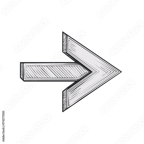 Rightward Arrow Graphic Directional Indication Illustration Style Drawing
