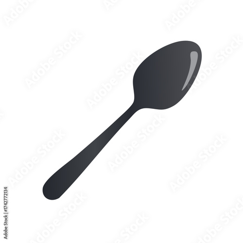 Elegant single spoon isolated in clear studio lighting for tableware and dining themes